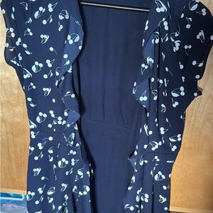 Sunday Best Navy wrap Dress with White Floral Pattern